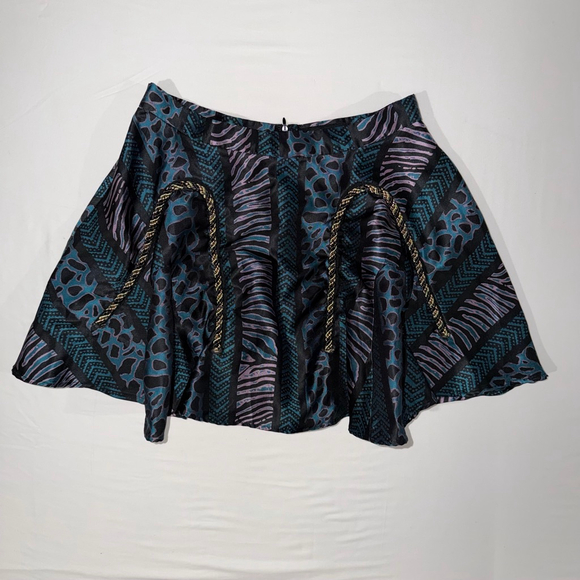 Endless Rose Mixed Animal Print Flared Mini Skirt Gold Rope Swag Size L Festival - Picture 2 of 9